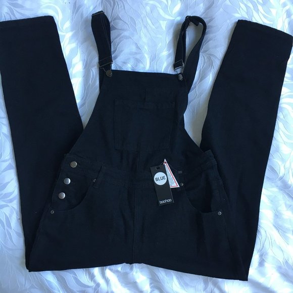 Boohoo Overalls 8 Emma Ridge Denim Slouch Black - Picture 10 of 12